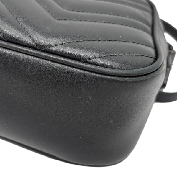 GUCCI GG Marmont Small Matelasse Chevron Leather Camera Bag Black 447632