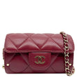CHANEL Secret Barrel Quilted Lambskin Leather Chain Crossbody Bag Burgundy