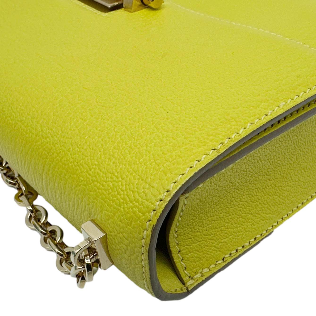 HERMES Verrou Chaine Mini Goatskin Leather Crossbody Bag Yellow