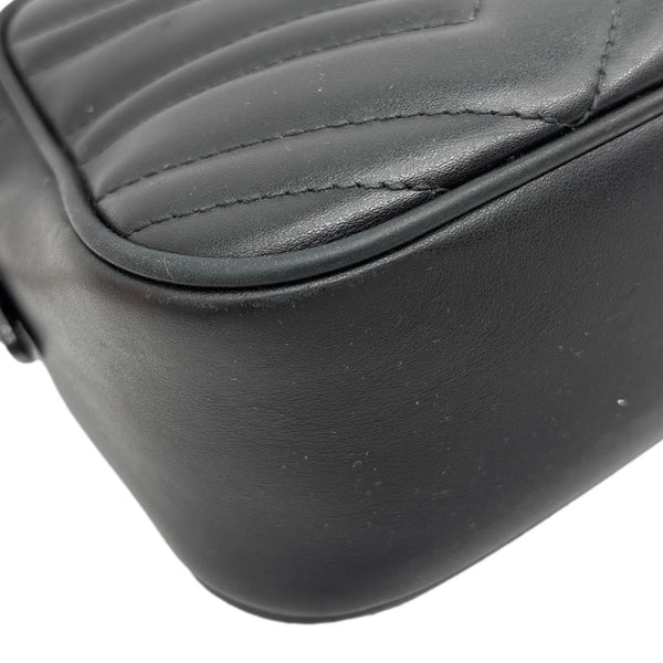 GUCCI GG Marmont Small Matelasse Chevron Leather Camera Bag Black 447632