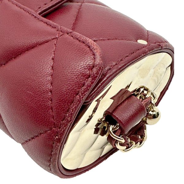 CHANEL Secret Barrel Quilted Lambskin Leather Chain Crossbody Bag Burgundy