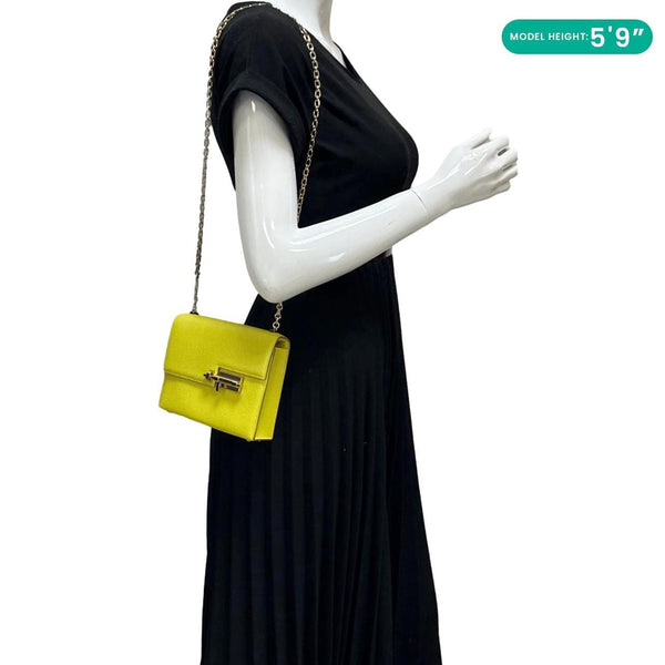 HERMES Verrou Chaine Mini Goatskin Leather Crossbody Bag Yellow