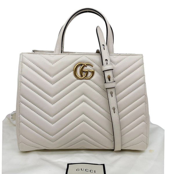 GUCCI GG Marmont Calfskin Matelasse Leather Shoulder Bag Off White 448054