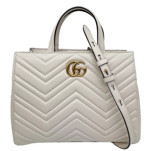GUCCI GG Marmont Calfskin Matelasse Leather Shoulder Bag Off White 448054