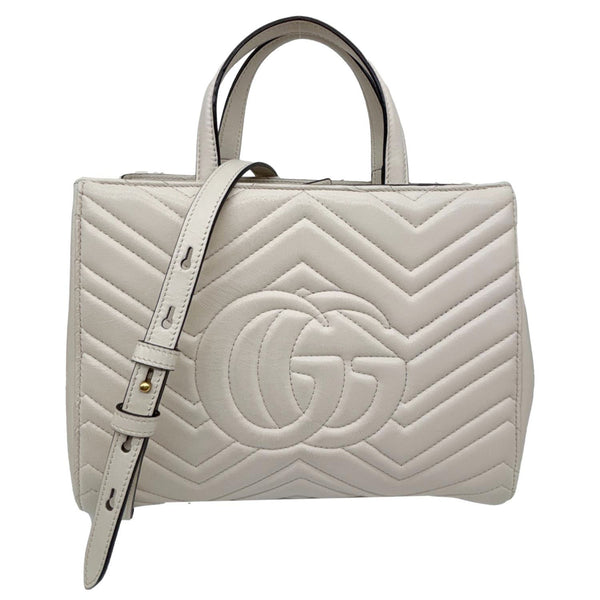 GUCCI GG Marmont Calfskin Matelasse Leather Shoulder Bag Off White 448054