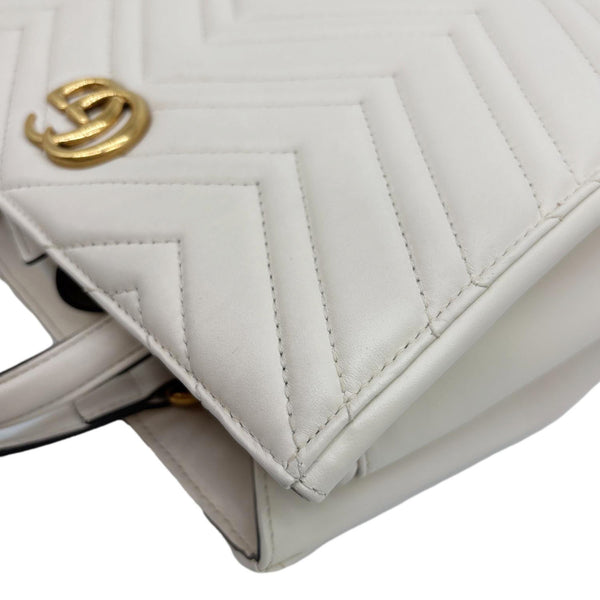 GUCCI GG Marmont Calfskin Matelasse Leather Shoulder Bag Off White 448054