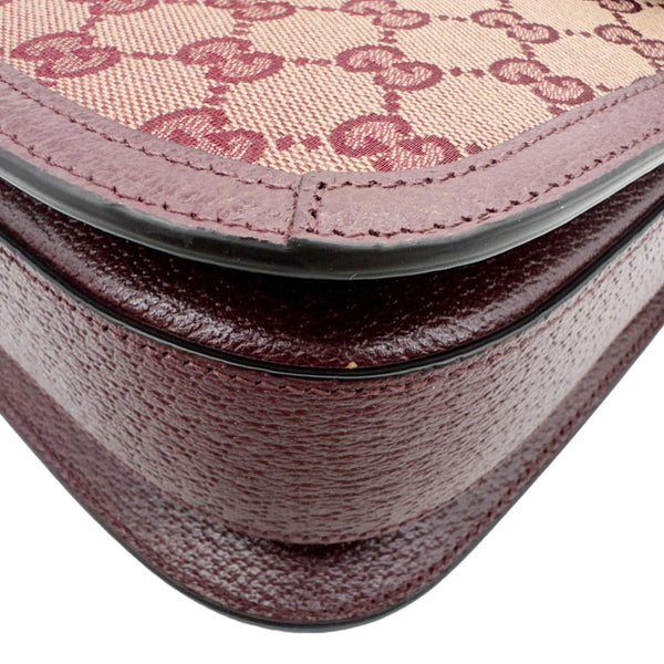 GUCCI Horsebit 1955 Medium GG Supreme Canvas Shoulder Bag Sahara Rubino 602204