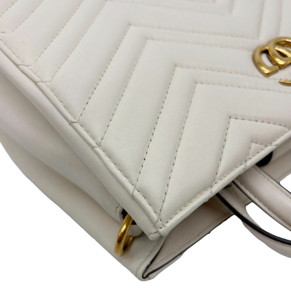 GUCCI GG Marmont Calfskin Matelasse Leather Shoulder Bag Off White 448054