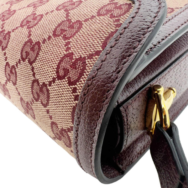 GUCCI Horsebit 1955 Medium GG Supreme Canvas Shoulder Bag Sahara Rubino 602204