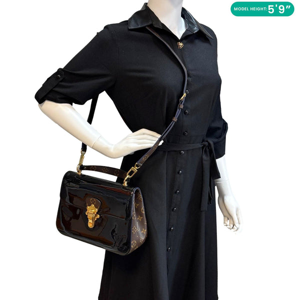 LOUIS VUITTON Cherrywood PM Patent Leather Shoulder Bag Black