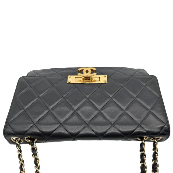 CHANEL Golden Class Flap Quilted Lambskin Leather Shoulder Bag Black