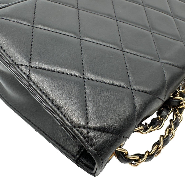 CHANEL Golden Class Flap Quilted Lambskin Leather Shoulder Bag Black