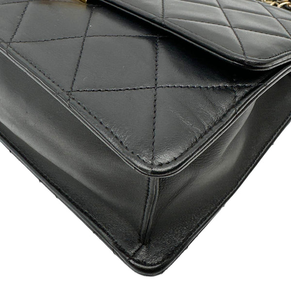 CHANEL Golden Class Flap Quilted Lambskin Leather Shoulder Bag Black
