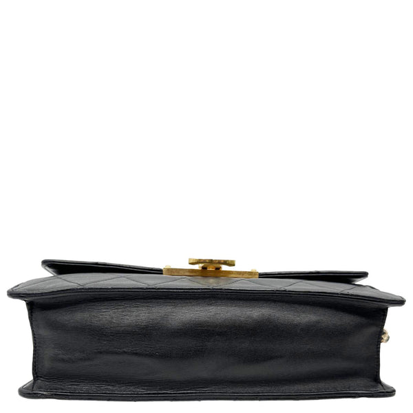 CHANEL Golden Class Flap Quilted Lambskin Leather Shoulder Bag Black