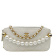 CHANEL Chic Pearls Quilted Lambskin Leather Double Zip Clutch With Chain White