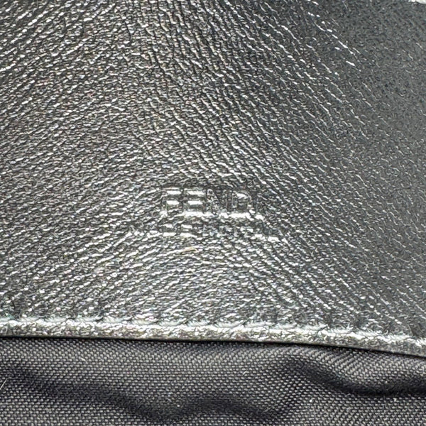 FENDI Baguette Zucca Embossed Leather Crossbody Bag Metallic Silver