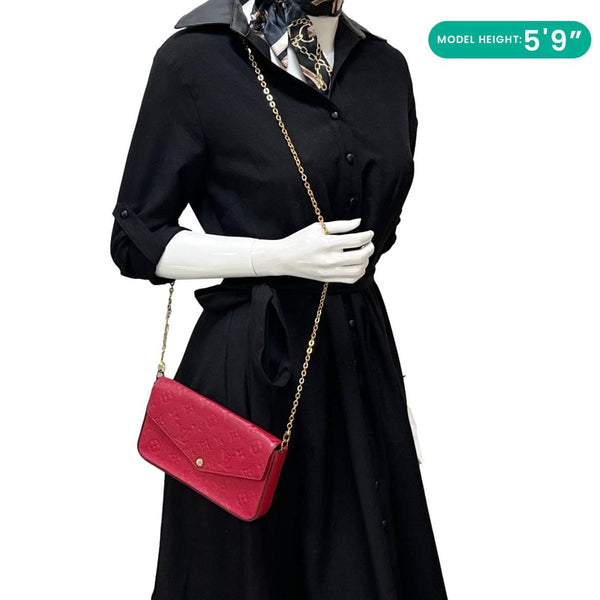 LOUIS VUITTON Felicie Pochette Monogram Empreinte Crossbody Bag Red