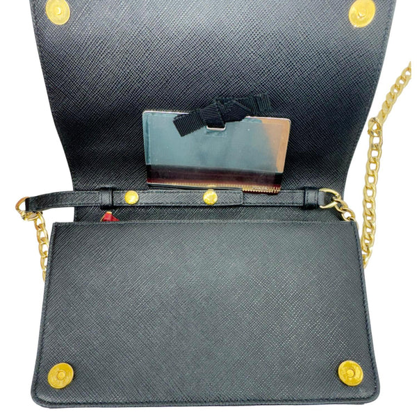 PRADA Saffiano Lux Chain Crossbody Bag Black