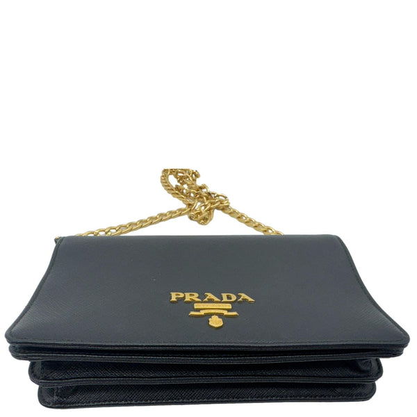 PRADA Saffiano Lux Chain Crossbody Bag Black