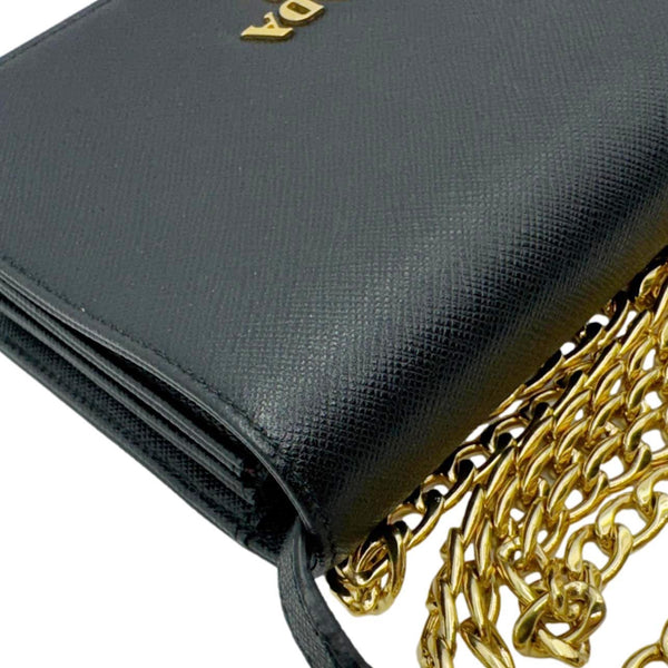 PRADA Saffiano Lux Chain Crossbody Bag Black