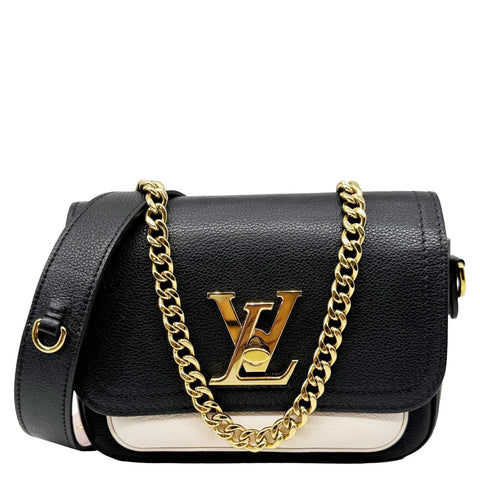 LOUIS VUITTON Lockme Tender Calfskin Leather Shoulder Bag Black