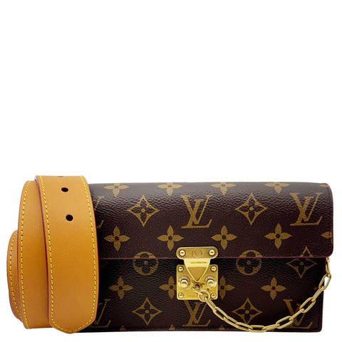 LOUIS VUITTON S Lock Monogram Canvas Belt Pouch Brown