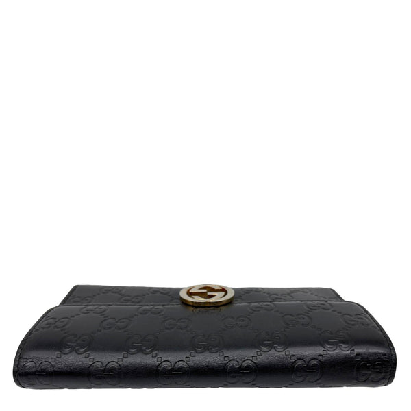 GUCCI Interlocking GG Leather Continental Wallet Black 369663