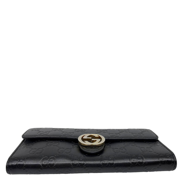GUCCI Interlocking GG Leather Continental Wallet Black 369663