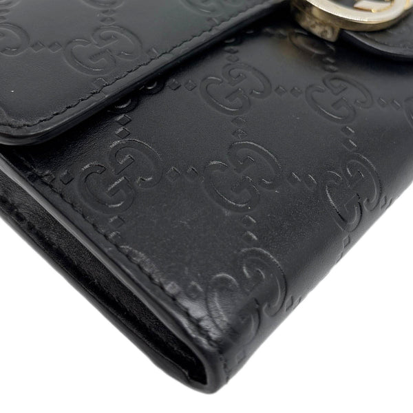 GUCCI Interlocking GG Leather Continental Wallet Black 369663