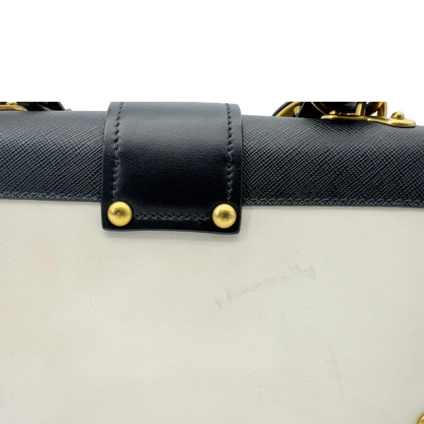 PRADA Cahier City Large Calf Saffiano Leather Shoulder Bag White