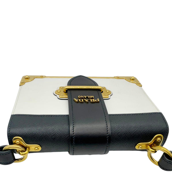 PRADA Cahier City Large Calf Saffiano Leather Shoulder Bag White