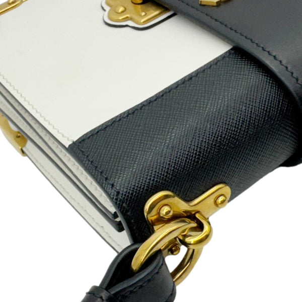PRADA Cahier City Large Calf Saffiano Leather Shoulder Bag White