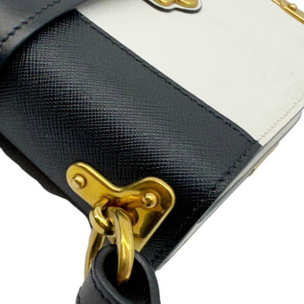 PRADA Cahier City Large Calf Saffiano Leather Shoulder Bag White