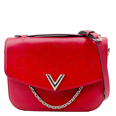 LOUIS VUITTON Very Monogram Leather Messenger Bag Red