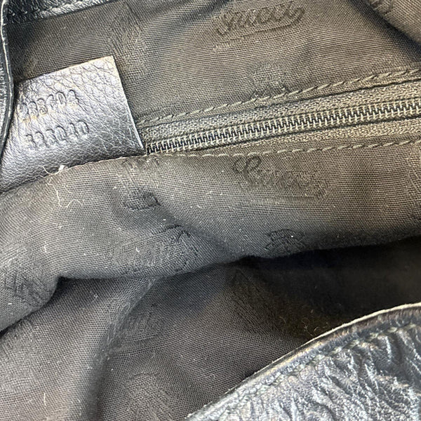 GUCCI New Web GG Leather Hobo Bag Black 233604