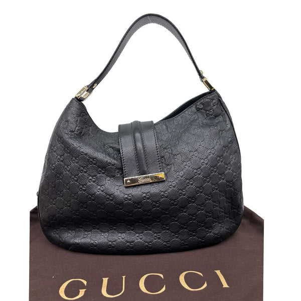 GUCCI New Web GG Leather Hobo Bag Black 233604