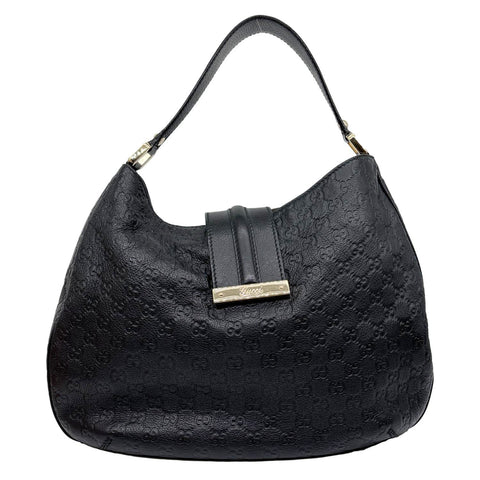 GUCCI New Web GG Leather Hobo Bag Black 233604