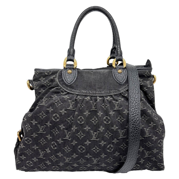 LOUIS VUITTON Neo Cabby MM Monogram Denim Hobo Bag Black