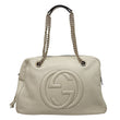GUCCI Soho Leather Chain Zip Shoulder Bag White 353126