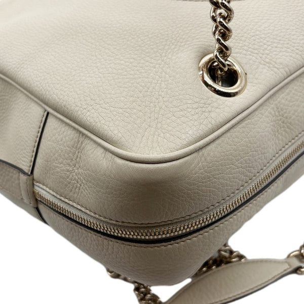 GUCCI Soho Leather Chain Zip Shoulder Bag White 353126