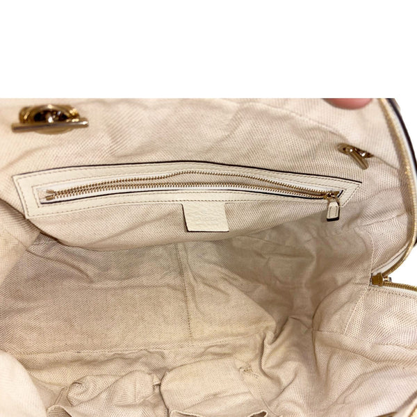 GUCCI Soho Leather Chain Zip Shoulder Bag White 353126