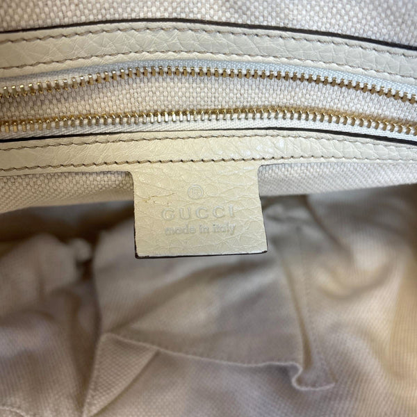 GUCCI Soho Leather Chain Zip Shoulder Bag White 353126