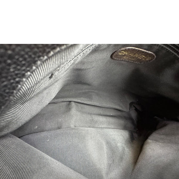 CHANEL Vintage Logo Large Caviar Leather Chain Tote Shoulder Bag Black