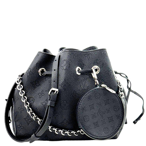 LOUIS VUITTON Bella Mahina Perforated Calf Leather Tote Shoulder Bag Black