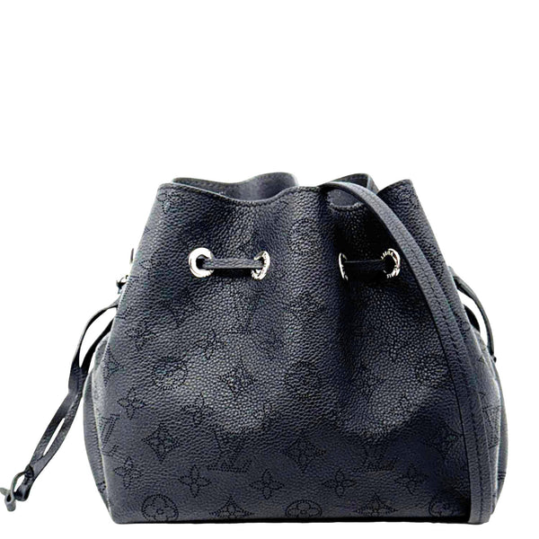 LOUIS VUITTON Bella Mahina Perforated Calf Leather Tote Shoulder Bag Black