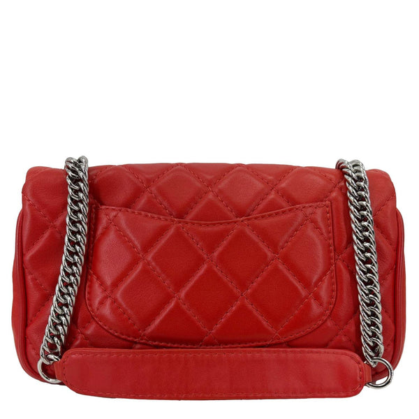 CHANEL Icons Secret Label Flap Medium Quilted Lambskin Leather Satchel Bag Red