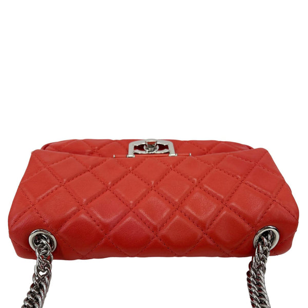 CHANEL Icons Secret Label Flap Medium Quilted Lambskin Leather Satchel Bag Red