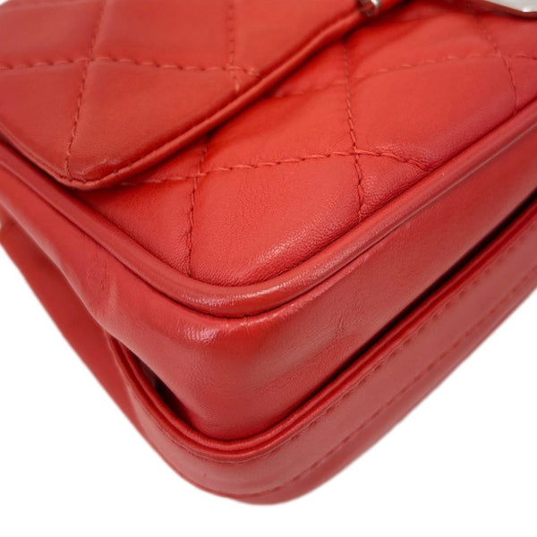 CHANEL Icons Secret Label Flap Medium Quilted Lambskin Leather Satchel Bag Red