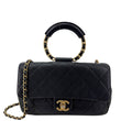 CHANEL In The Loop Flap Medium Quilted Lambskin Leather Shoulder Bag Black