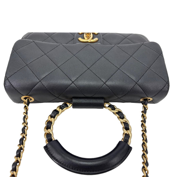 CHANEL In The Loop Flap Medium Quilted Lambskin Leather Shoulder Bag Black